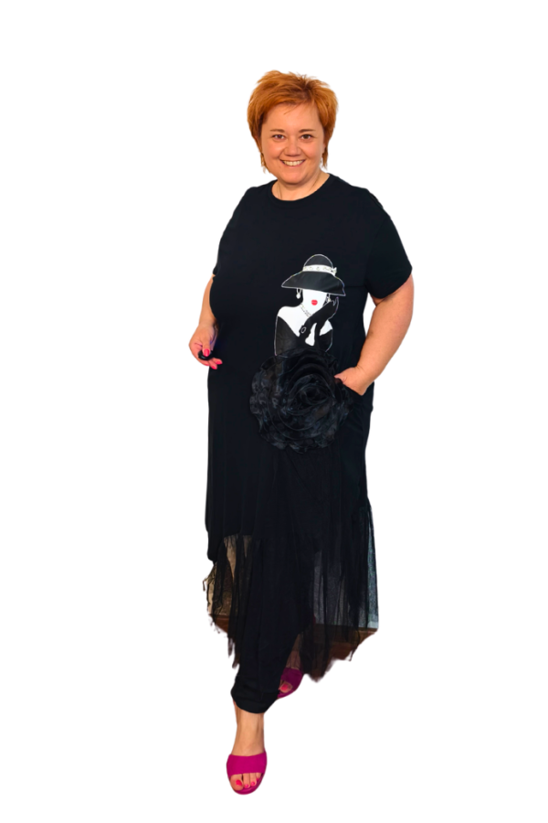 Elegantná tunika s tylom Black Lady